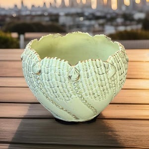 Rare: Vintage Porcelain Scalloped Edge Bowl / Cache Pot Made in Germany w. fracture