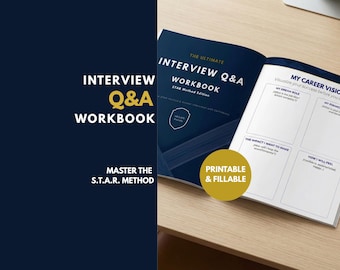 Arbetsbok för intervjufrågor | STAR-metoden | Utskrivbar och ifyllbar PDF | Förberedelseguide för jobbintervjuer