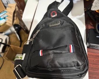 Black Shengac Sling Bag Unisex Crossbody Daypack Travel Hiking Pack