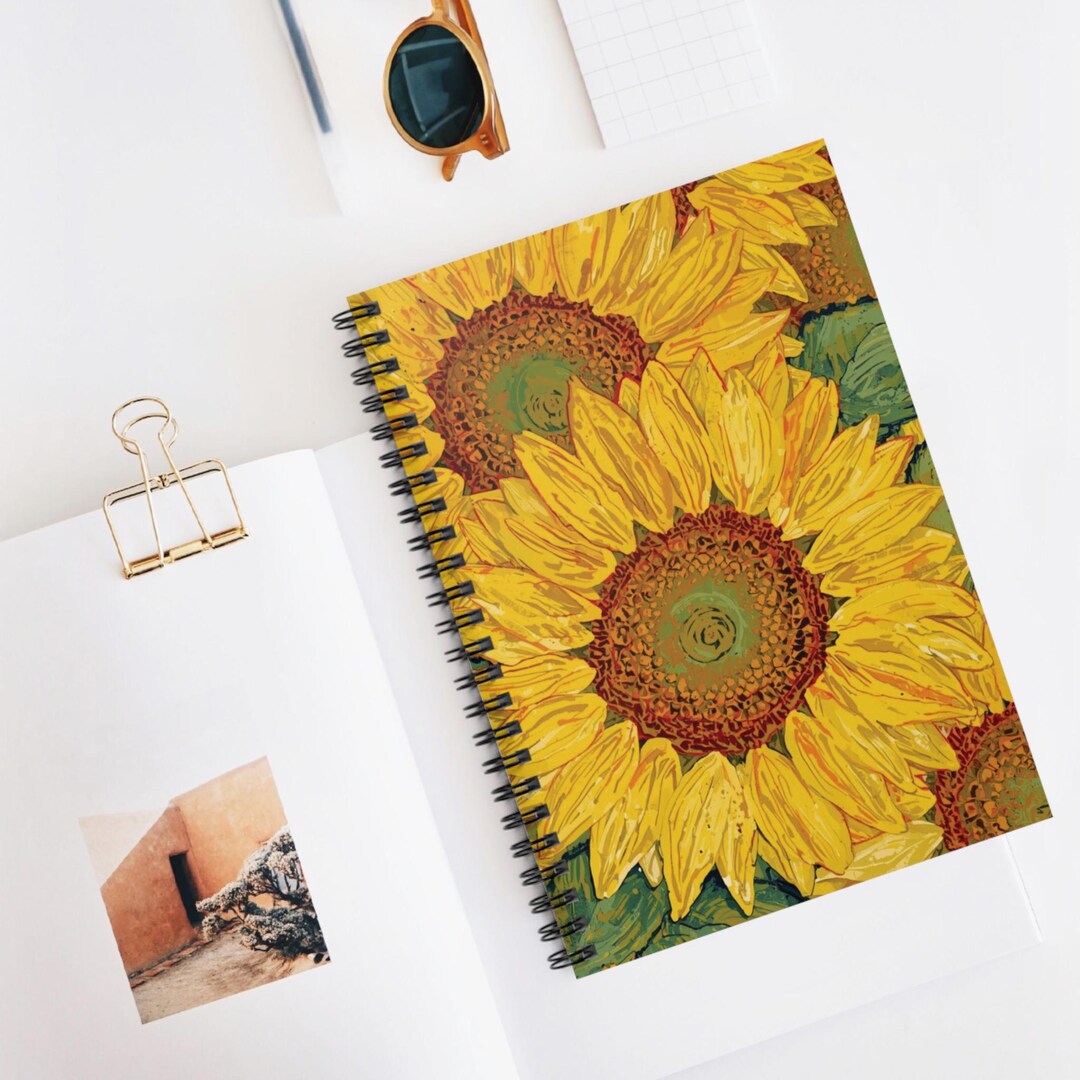 Sunflower Illustration Spiral Notebook | Ruled Journal - Etsy