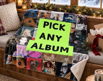 Custom Music Blanket, Personalized Album Cover Blanket, Christmas Gift for Music Lover, Boyfriend Girlfriend Gift, Custom Collage Throw