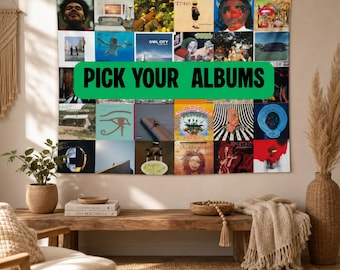 Custom Album Cover Tapestry - Personalized Music Flag for Dorm Room Decor, Aesthetic Music Collage Wall Hanging,Music Lover Gift for Him Her