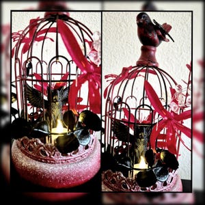 Décorations Halloween Cages à Oiseaux & Corbeaux - 12 Cages + 12 Corbeaux Pailletés - À Suspendre Portes, Murs, Arbres