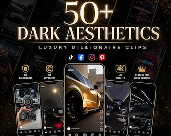 Dark Luxury Faceless Reels Bundle, 50+ Lifestyle Clips, MRR PLR Videos
