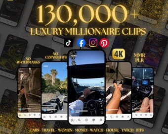 130,000 + Luxury Lifestyle Video Reels, Cars, Yachts, Planes (MRR + PLR)