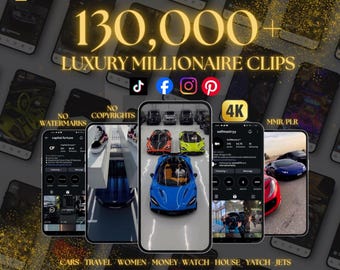 130,000 + Luxury Lifestyle Video Reels, Cars, Yachts, Planes (MRR + PLR)