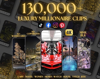 130,000 + Luxury Lifestyle Video Reels, Cars, Yachts, Planes (MRR + PLR)