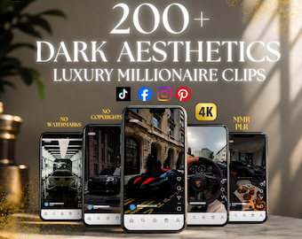 Donkere luxe Instagram-rollen Canva-sjabloon Viral Aesthetic Voorbewerkte zwartgouden haspelsjabloon Content Creator-videopakket