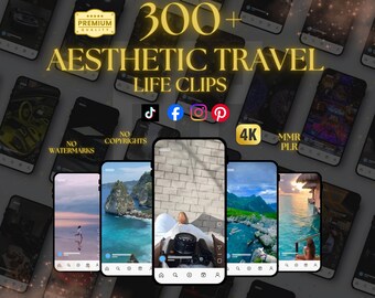 300+ reisspoelen: HD-videoclips voor sociale media (digitale download, MRR- en PLR-licentie)