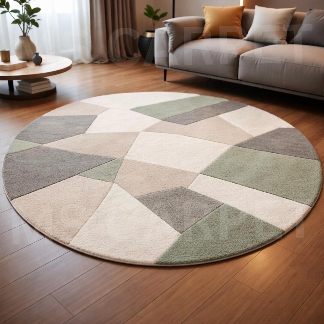 Hand Tufted Round Wool Rug - Modern Geometric Circular Area Rug ...