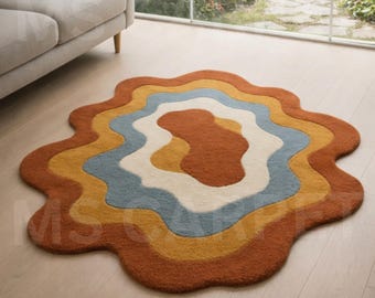 Hand-Tufted Wool Area Rug – Sage Green Geometric Carpet
