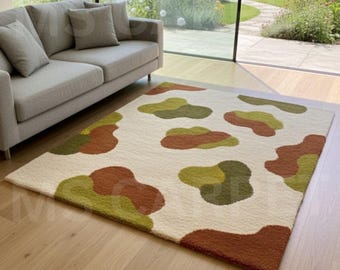 Hand-Tufted Wool Area Rug – Earth Tones, Modern Organic Design
