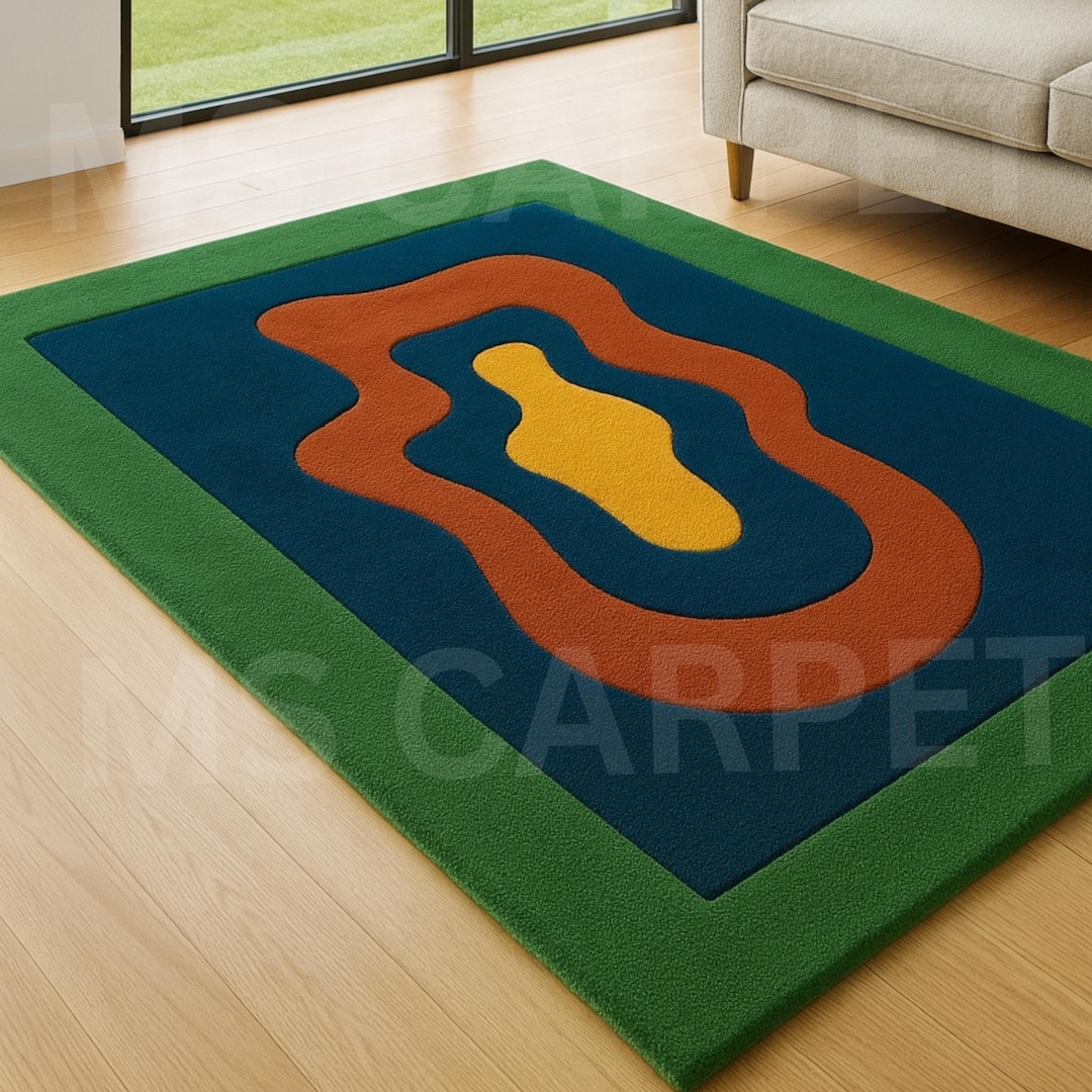 Hand-tufted Wool Area Rug – Mid-century Topographic Design - Etsy