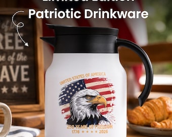 Eagle Tea Kettle Set 61oz Insulated Pot Tumbler 20oz 250th Commemorative Patriotic Flag Infuser Gift