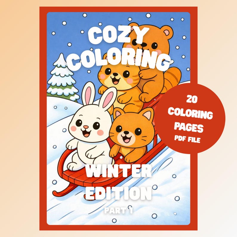 Cute Cozy Animals Coloring Book Part 1 | 20 Winter-themed Pages ...