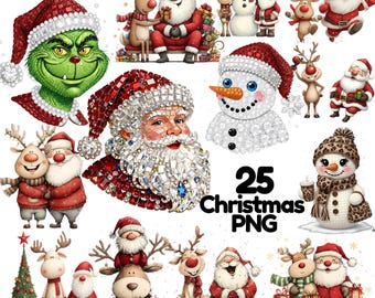Christmas Tumbler PNG Bundle | Santa, Reindeer, Snowman (Instant Download)