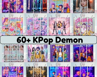 60+ Huntrix 20oz Tumbler Wrap Png Bundle, Demon Hunters Tumbler, Gift For Huntrix Fan, Kpop Group Skinny Tumbler Demon K-Pop Sublimation PNG