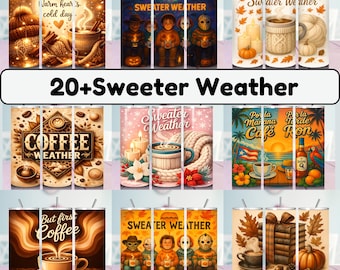 Sweater Weather Tumbler Wrap Bundle | Fall Coffee Designs (Digital Download)