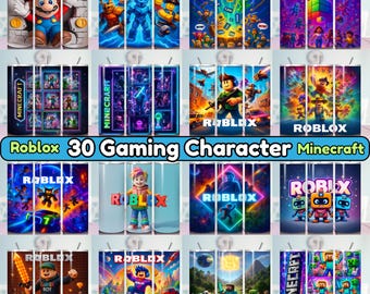 30+Cartoon Game & Block World Gamer Tumbler Wrap Bundle | Pixel Adventure 20oz Skinny Wraps | Kids Gaming Cup PNG | Vibrant Digital Download