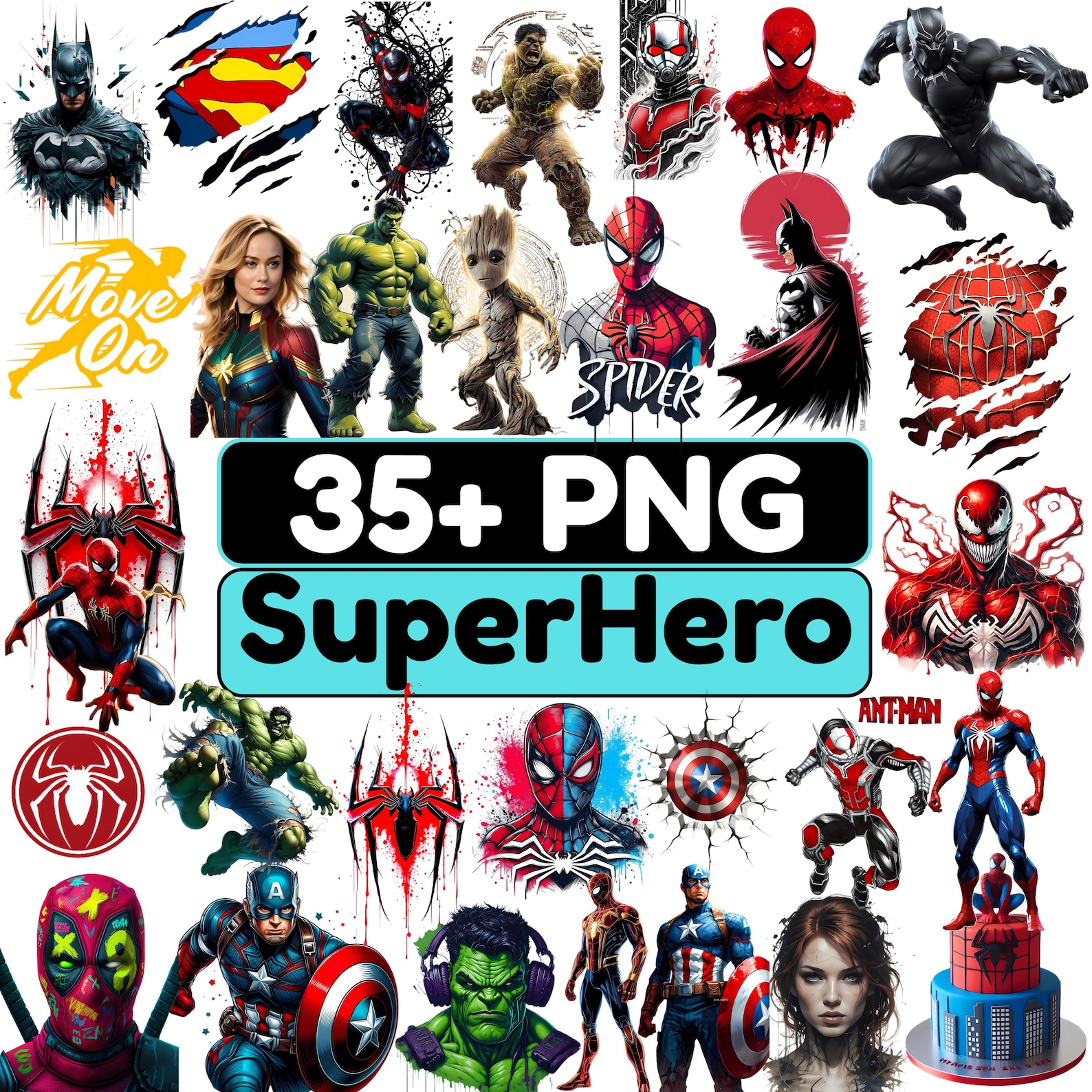 35+ Superhero PNG Bundle | Comic Hero Clipart Pack | Action Hero ...