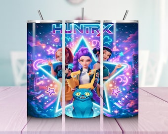 K-Pop Anime Girl Tumbler Wrap | Concert Design, Sublimation (PNG Digital Download)