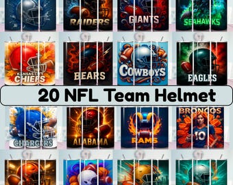 20 Football Helmet Tumbler Wrap Bundle | American Football Style PNG | Sublimation Designs | Sports Theme Wraps