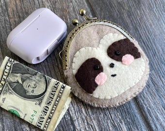 Hand Sewn Change Purse - Sloth Wallet