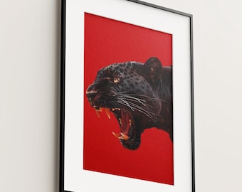 Black Panther Wall Art, Animal Photography, Statement Poster, Masculine Interior Decor, Aesthetic Panther Poster for Modern Spaces
