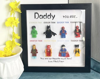 Marcos personalizados para papá superhéroe, mensaje personalizado, regalo artesanal para el Día del Padre