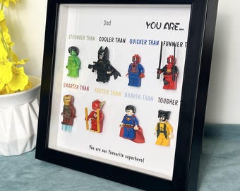 Erinnerungs-Superheld-Schattenkastenrahmen, personalisiertes Papa-Großvatergeschenk