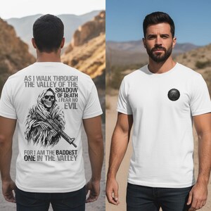No temo al mal - Camiseta con rifle Reaper desgastado: El más malo del valle imagen 3