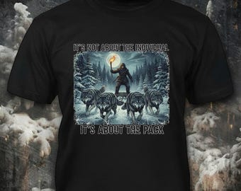 ダメージ加工ウルフパックTシャツ - モチベーションを高めるチームワークTシャツ