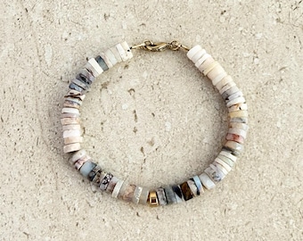 Bracelet en opale australienne l Lumière subtile l Or 14k