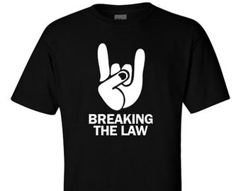 Heavy Metal T-Shirt Breaking the Law, Classic Metal, British Steel, Metalhead, Concert Tee