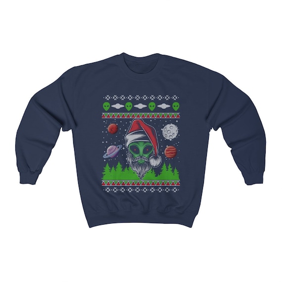 Ugly Christmas Sweater Alien ET UFO Planets Sweatshirt
