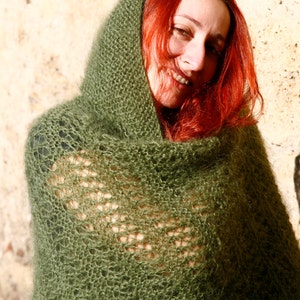 Mohair Hooded Shawl Wrap Poncho Blanket - Etsy