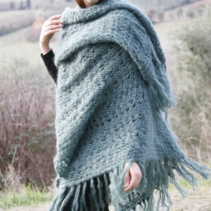 Mohair Shawl Wrap Poncho Blanket image 3