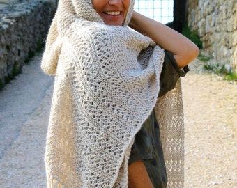 Alpaca Baby Hooded Shawl Wrap Poncho Blanket