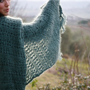 Mohair Shawl Wrap Poncho Blanket image 4