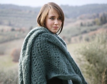 Mohair Shawl Wrap Poncho Blanket