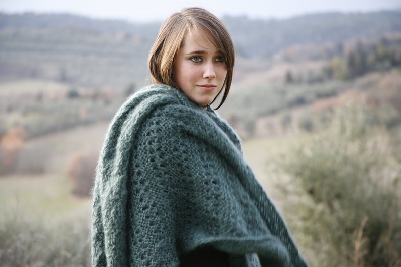 Mohair Shawl Wrap Poncho Blanket image 1