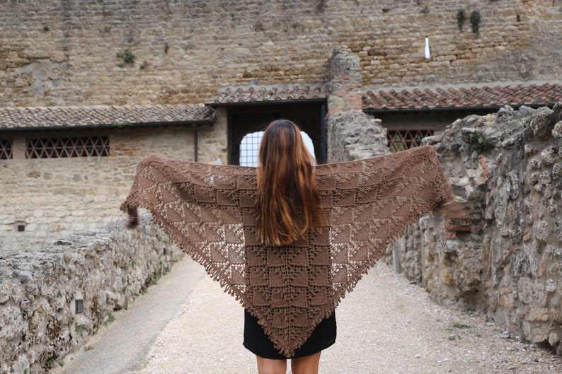 Natural 100% Alpaca Triangle Shawl Wrap Poncho Blanket image 5