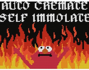 Self Immolate Elmo - King Gizzard and the Lizard Wizard Cross Stitch