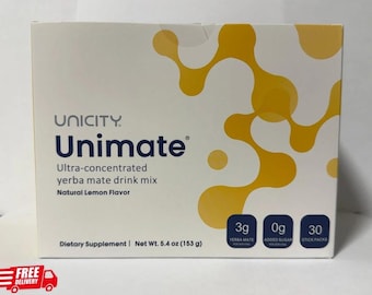 Unimate Yerba Mate Drink Mix |Natural Lemon  Flavor, Sugar-Free, 30 Stick Packs