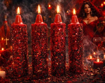 Handgefertigte Pomba Gira Ritual mit Roter & Schwarzer Kerze