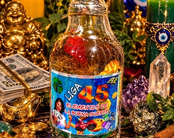 Liga 45 Elements Glücksölspray – Rein natürliche ätherische Öle, Kräuter, Kristalle ( 59 ml)