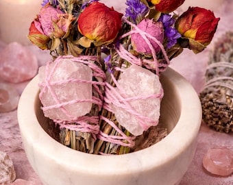 Sacred Space Reinigendes Smudge Stick mit Rosenquarz
