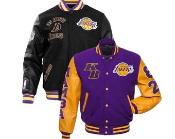 Kobe Bryant Lakers Varsity Jacket – Vintage Basketball Letterman Bomber, Wool & Leather, Retro Sports Fan Outerwear, Unisex Streetwear Coat