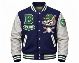 Herren-Versity-Jacke mit gestickten Aufnähern - Wollkörper-Leder-Ärmeln Baseball-Mantel