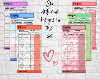 Hearts Envelope Tracker Insert with FREE Savings Challenge - INSTANT DOWNLOAD
